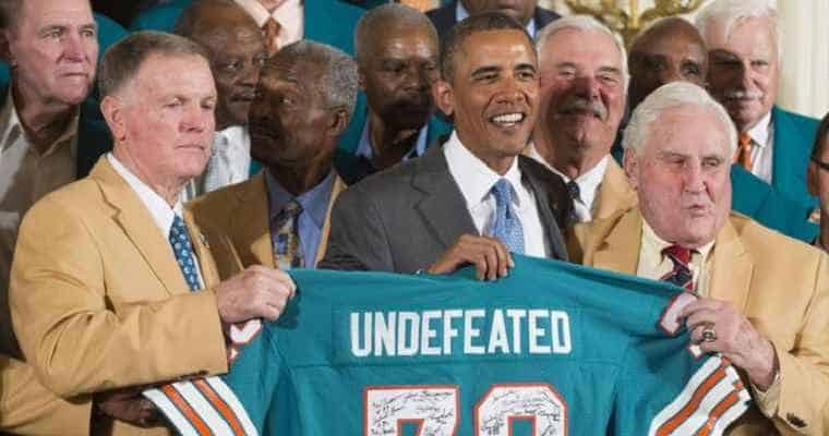 1972 Dolphins with Obama