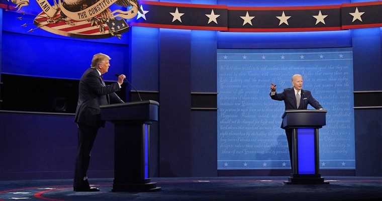 Biden and Trump on the debate stage