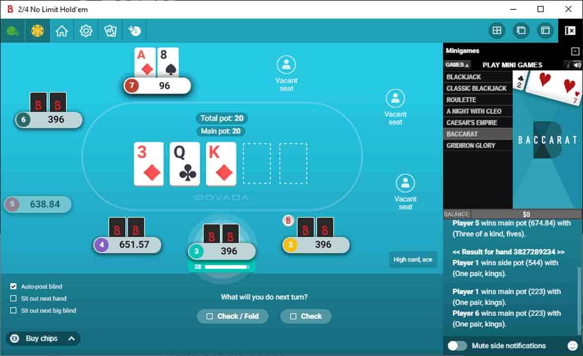 Screenshot of Bovada Mobile Poker App