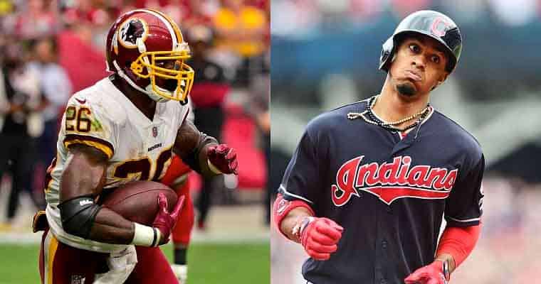 Washington Redskins and Cleveland Indians Players Running