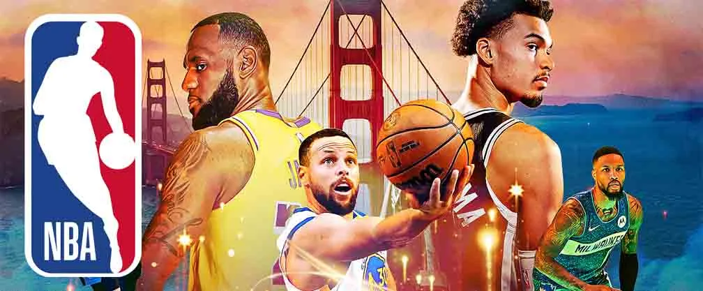 NBA logo and players