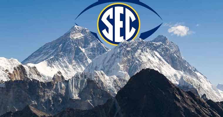 An SEC Football logo on top of Mount Everest