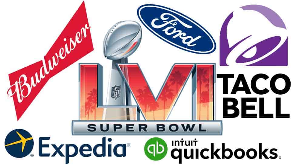 Super Bowl 56 commercial prop bets taco bell Super Bowl LVI commercial props Expedia quickbooks