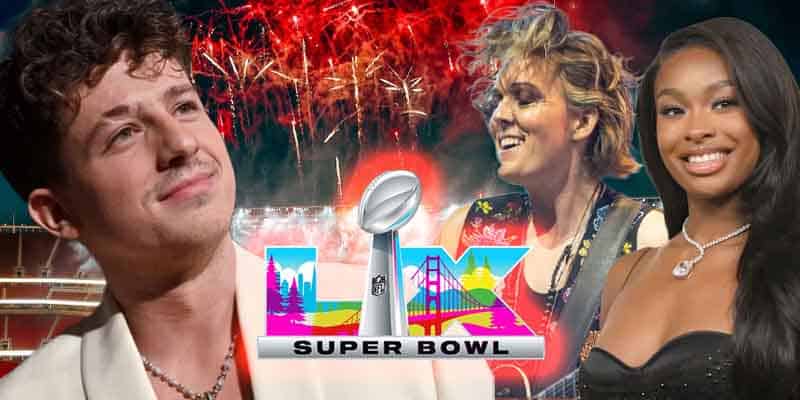 Super Bowl 60 National Anthem Performers Super Bowl 60 logo with Charlie Puth, Brandi Carlile and Coco Jones