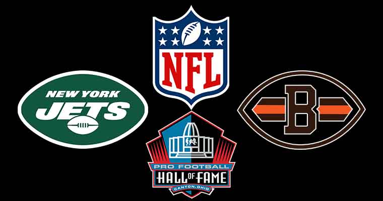 Jets, Browns, NFL, and Hall of Fame Game logos