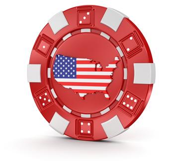 Red Casino Chip with USA flag in center