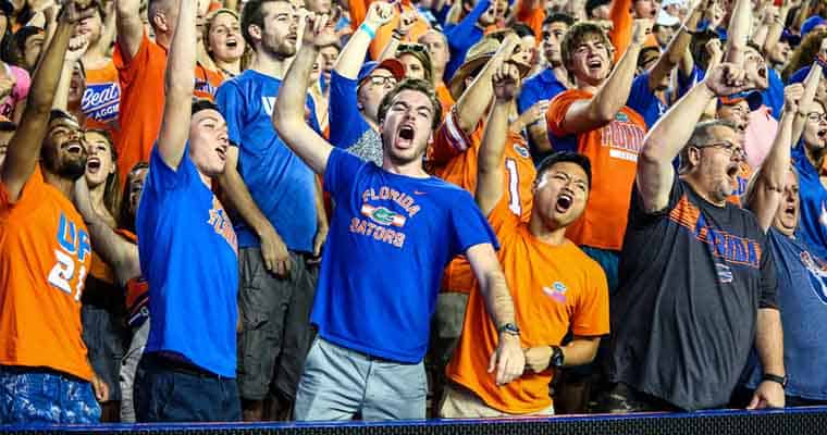 University of Florida football fans celebrating