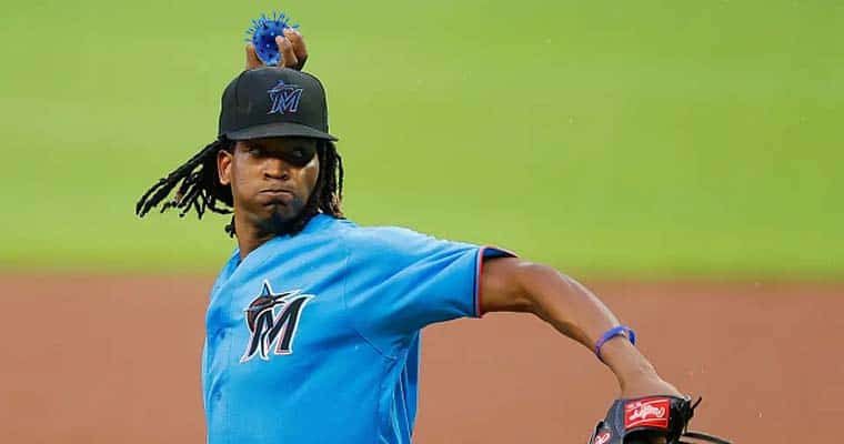 Marlins pitcher throws a coronavirus molecule