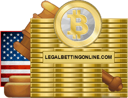 Bitcoins With USA Flag And Gavel