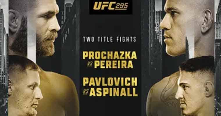 a promo for UFC 295 featuring two main events