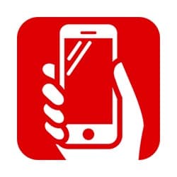 mobile-icon Red Mobile Icon - hand holding smarthpone