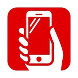 mobile-icon Red Mobile Icon - hand holding smarthpone