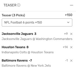 NFL teaser odds
