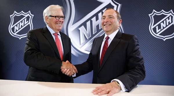 NHL Commissioner Gary Bettman Shakes Hands